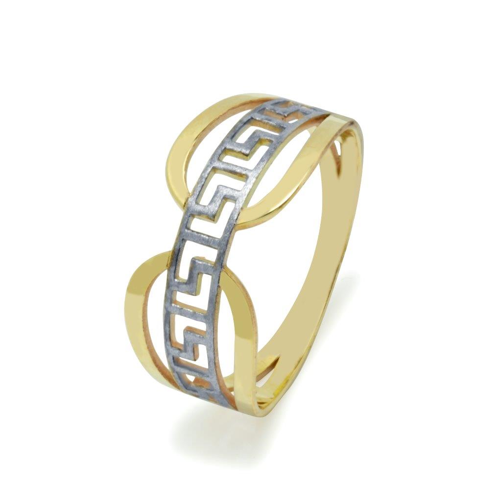 Anillo Style Greca Bicolor Oro