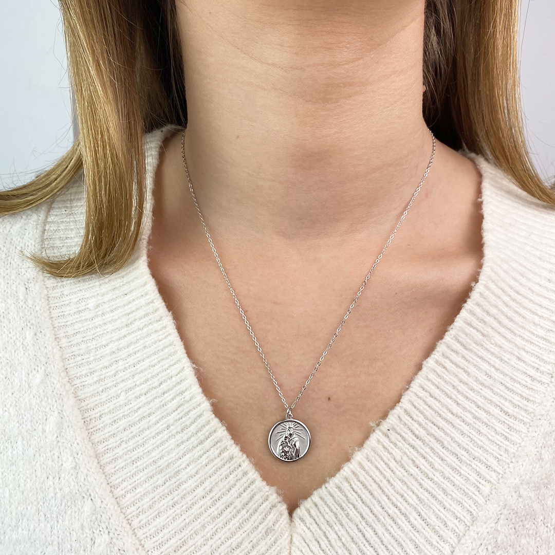 Escapulario y Cadena Virgen del Carmen y Sagrado Corazón