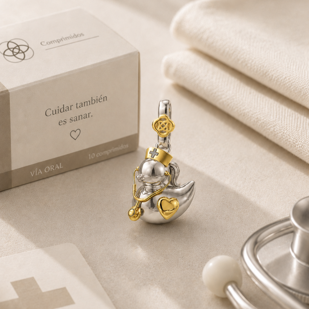 Colgante Patita Enfermera de Plata 925 Personalizado