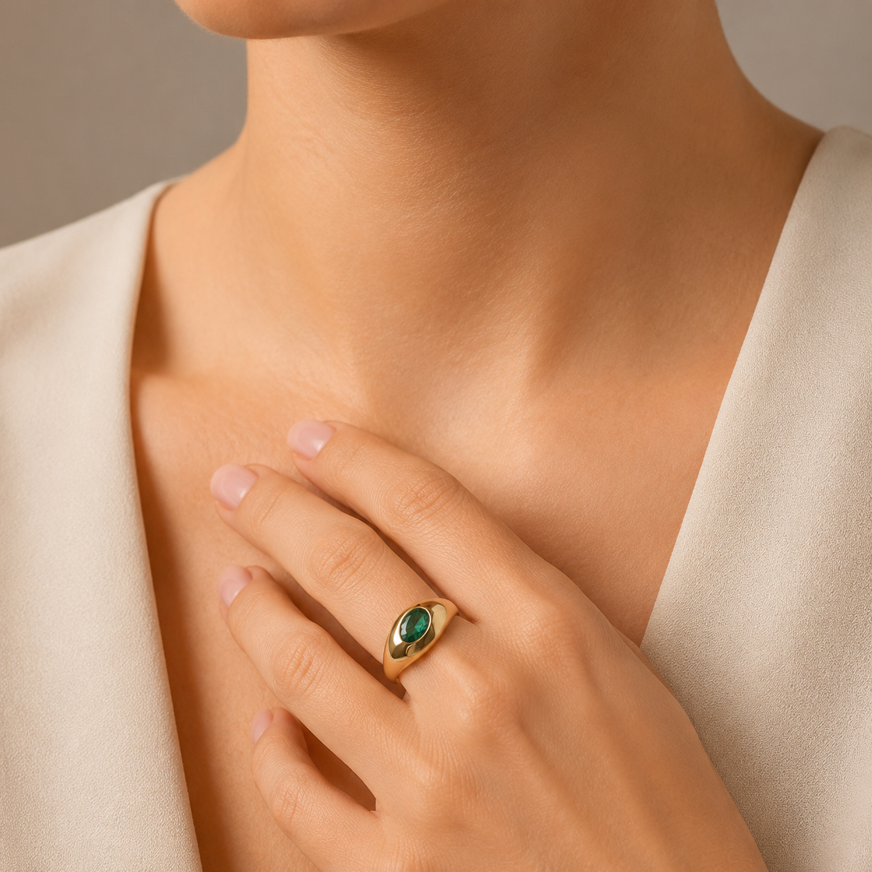 Anillo de Oro 9K con Circonita Paraíba Oval