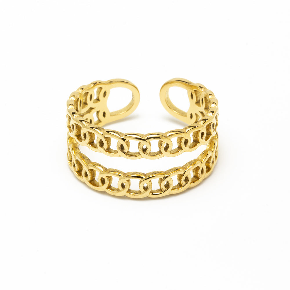 Anillo Doble Chain Ajustable Acero