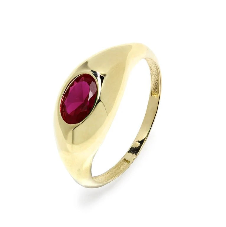 Anillo de Oro 9K para Mujer con Circonita Rubí Oval