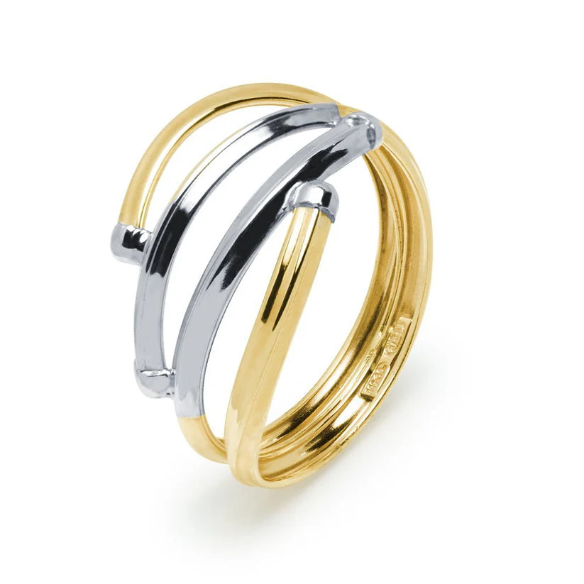 Anillo Bandas Cruzadas Oro