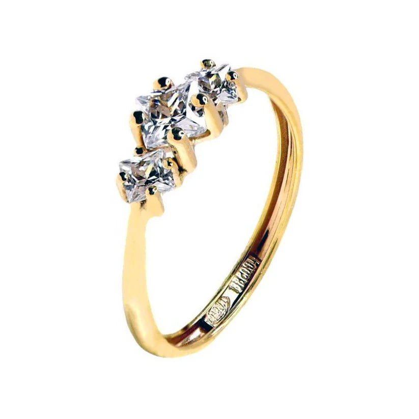 Anillo Solitario de Oro 9K con Circonitas