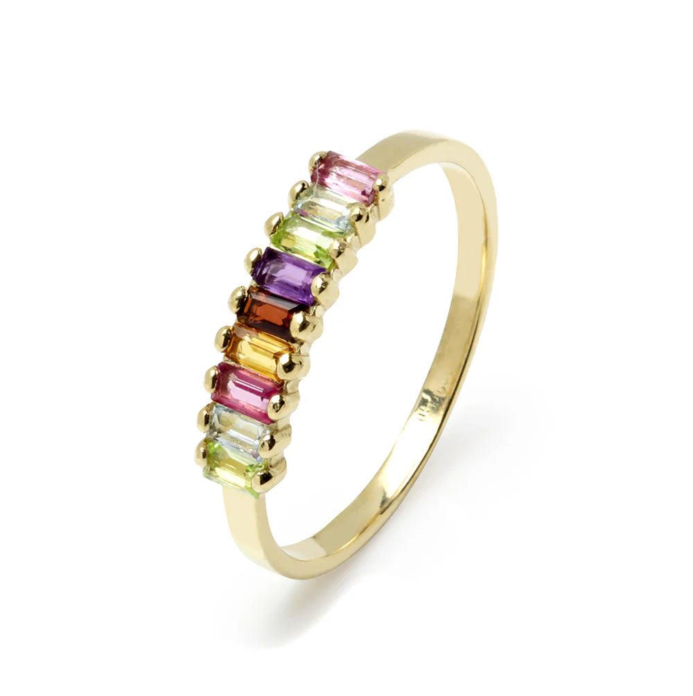 Anillo Oro baguette multicolor En Oferta