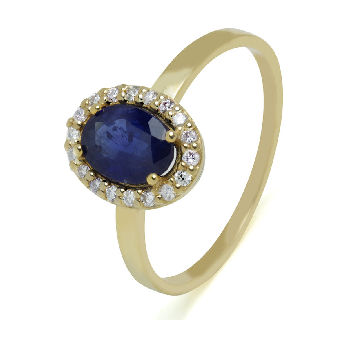 Anillo de Oro 9K con Zafiro y Diamantes
