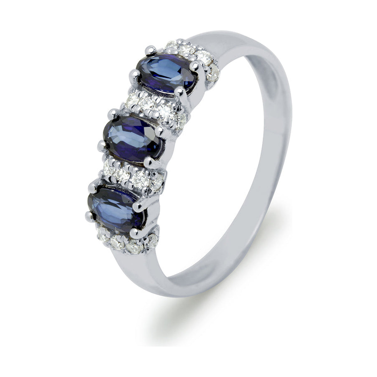 Anillo de Oro 18K con Zafiros y Diamantes