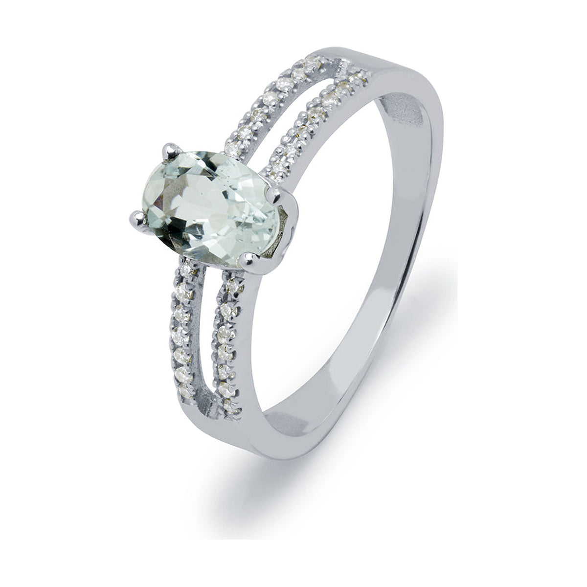 Anillo de Oro 18K con Aguamarina y Diamantes