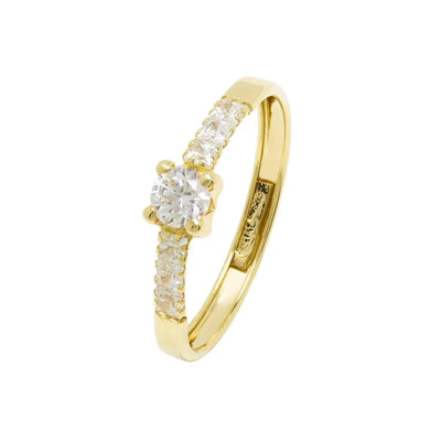 Anillo Solitario Circonita Oro