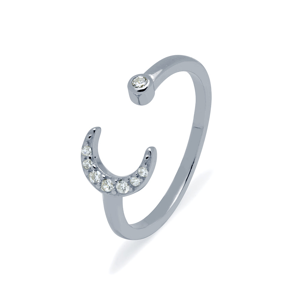 Anillo Luna con Circonitas Plata