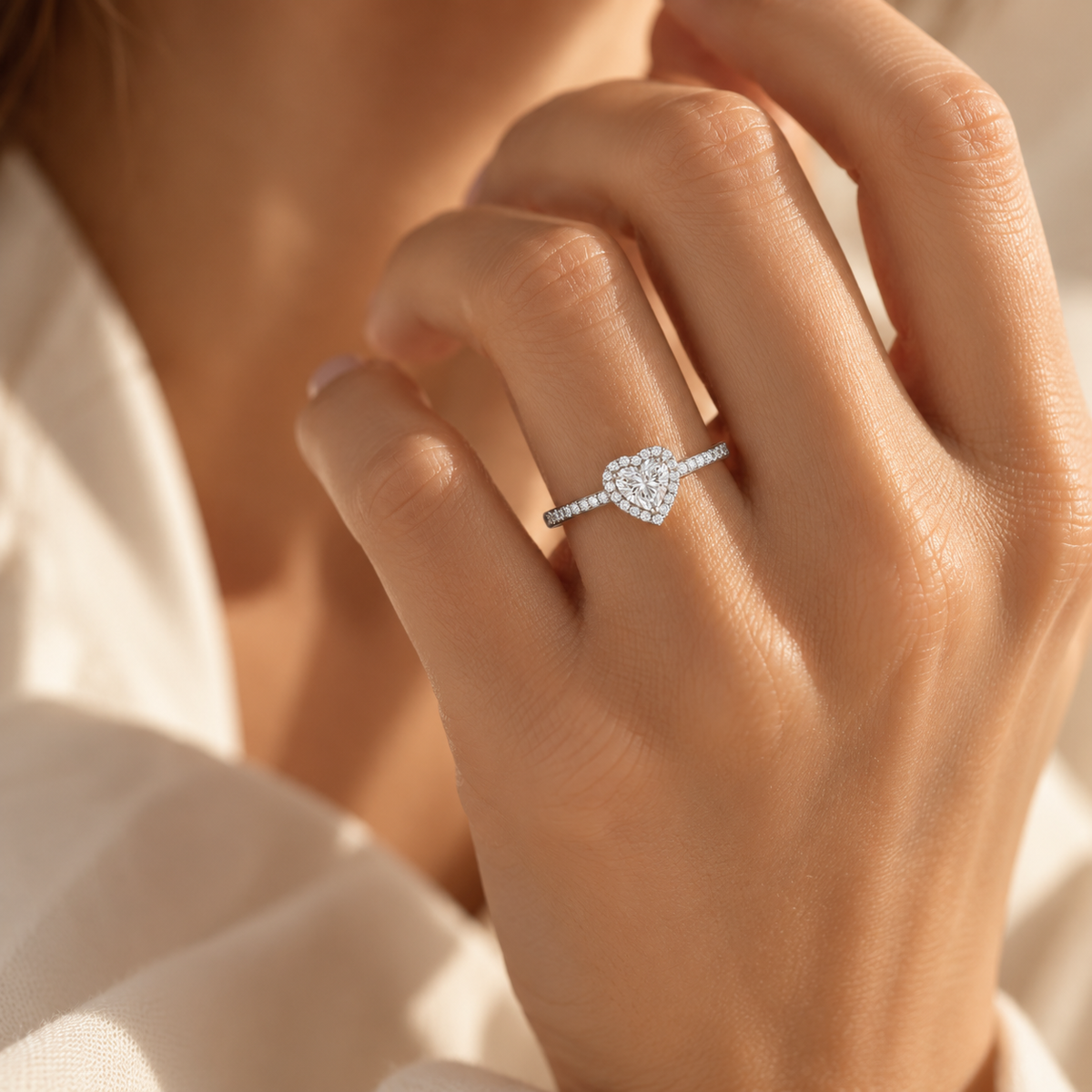 Anillo Corazón de Plata 925 con Moissanita Personalizado