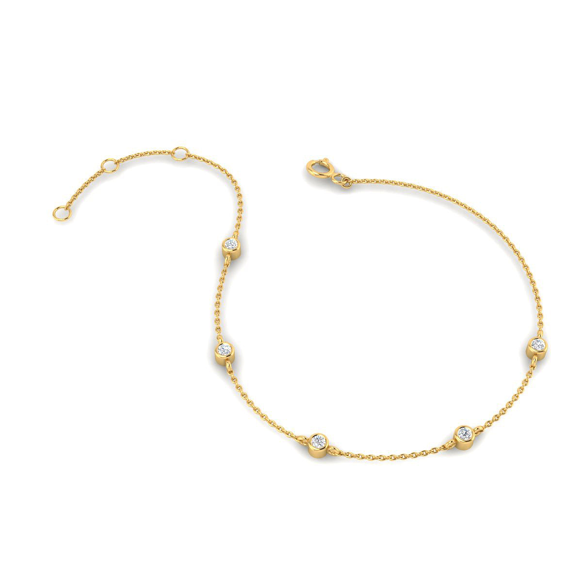 Pulsera con 5 Diamantes de Laboratorio en Plata 925