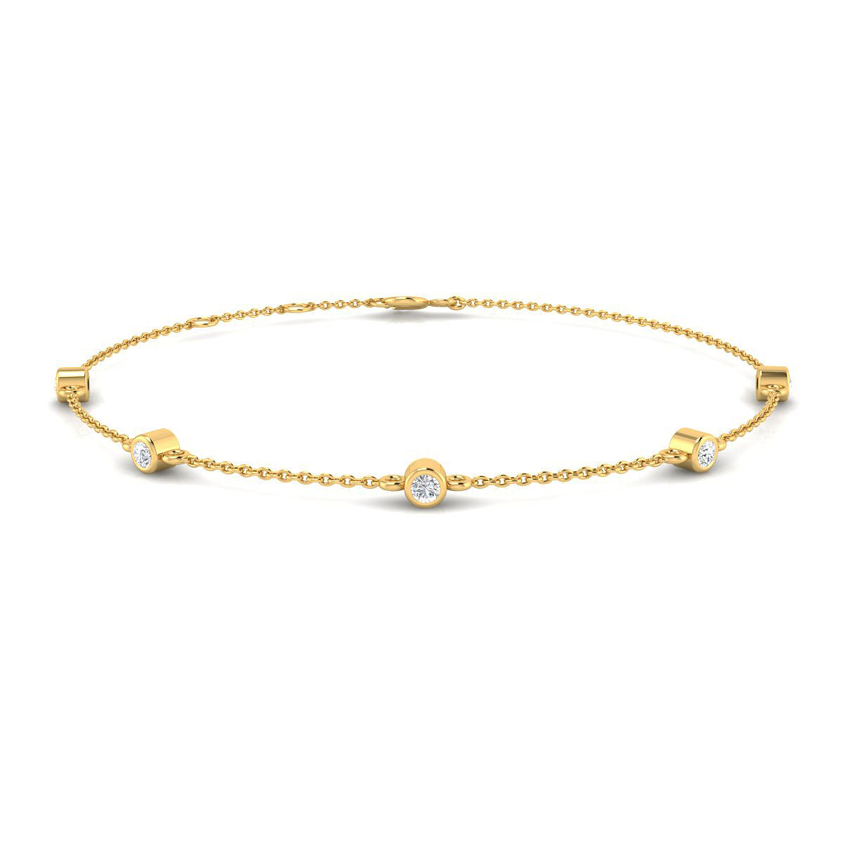 Pulsera con 5 Diamantes de Laboratorio en Plata 925
