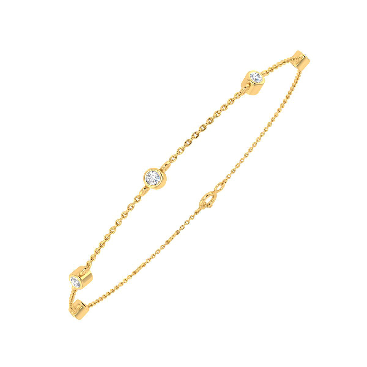 Pulsera con 5 Diamantes de Laboratorio en Plata 925