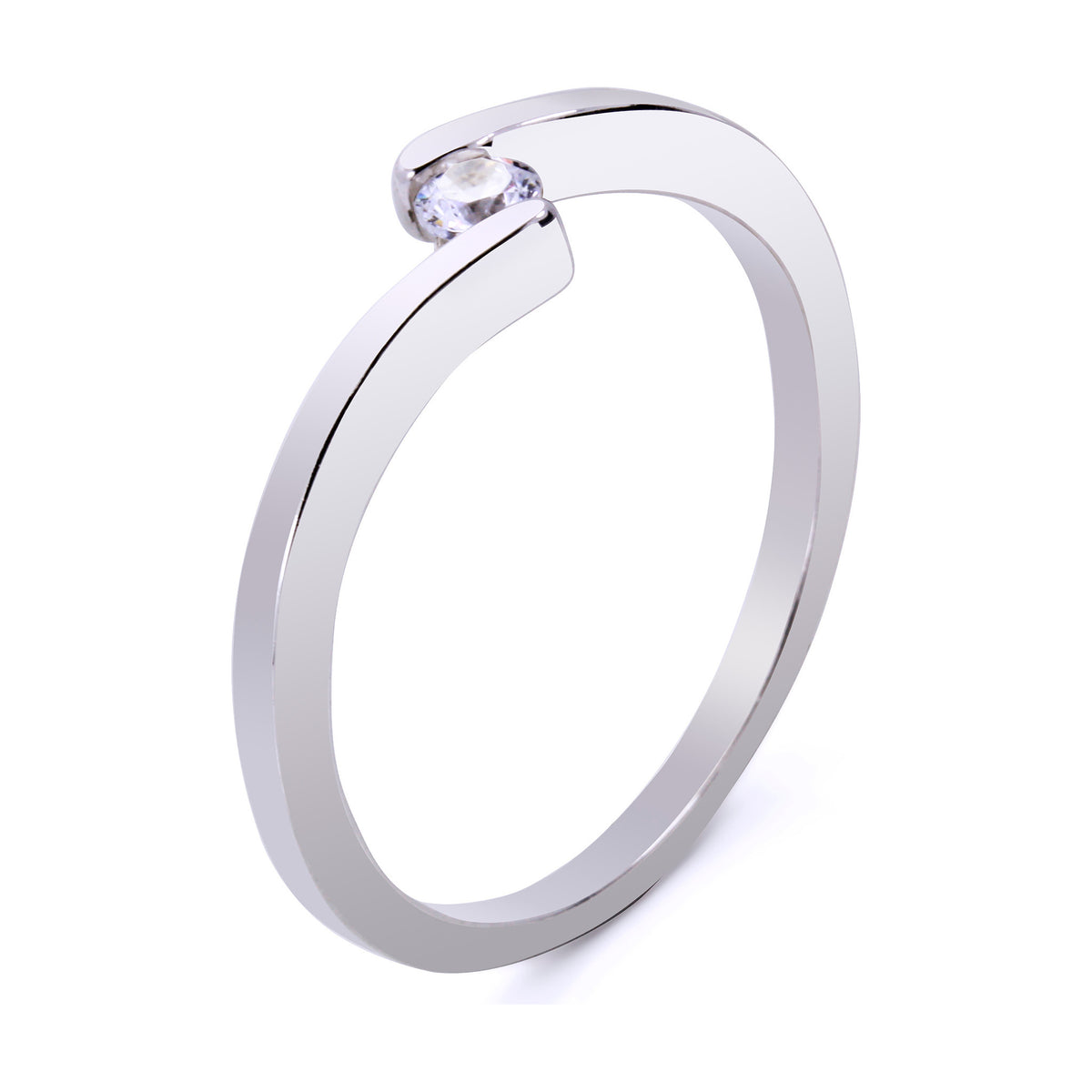Anillo Solitario de Oro 18K con Diamante