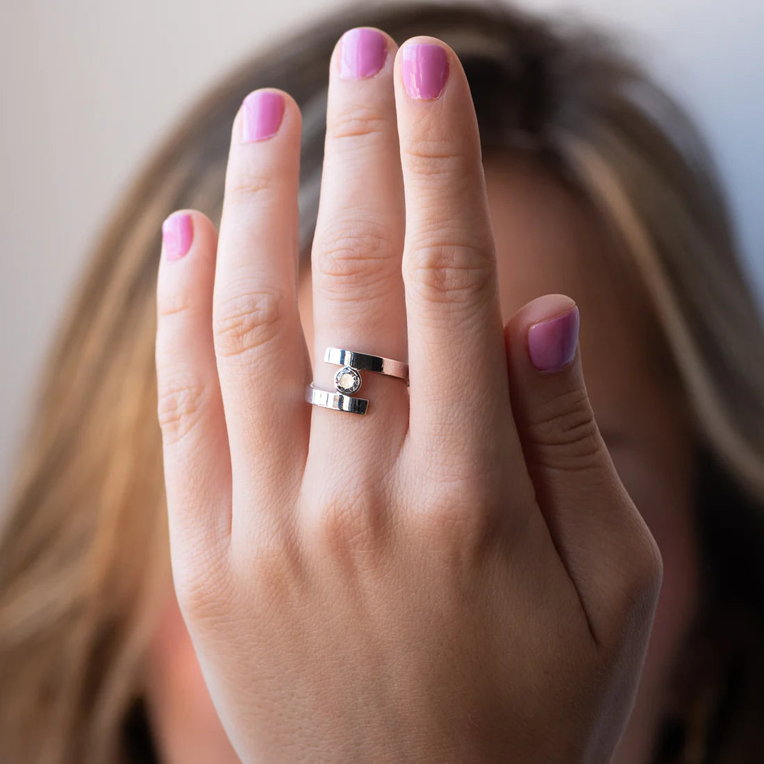 Anillo Solitario Oro Blanco Circonita