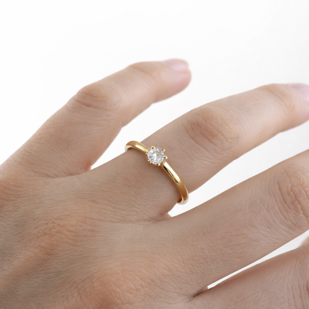 Anillo Solitario 6 grapas Oro