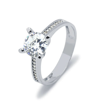 Anillo solitario Americano  Circonitas Oro