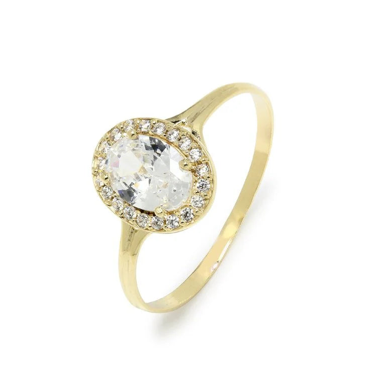 Anillo Solitario de Oro 9K con Circonitas