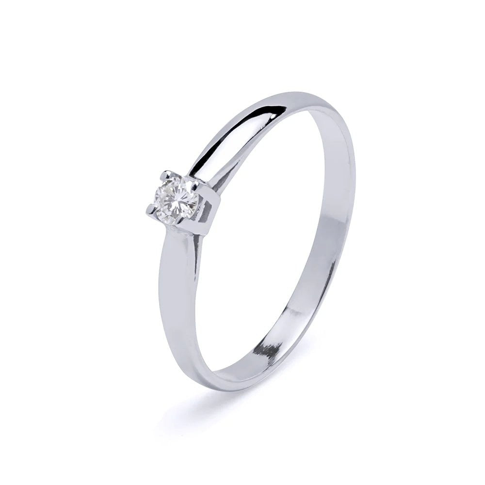 Anillo Solitario Oro Blanco