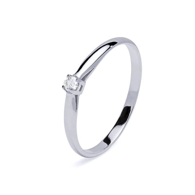 Anillo Solitario Min Oro Blanco