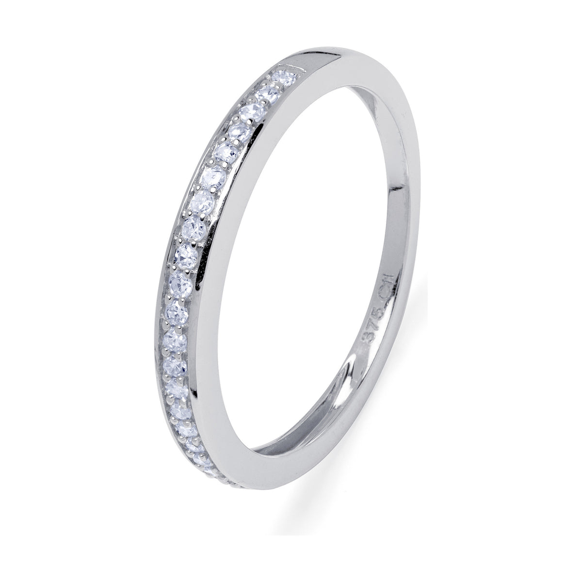 Anillo Media Alianza de Oro Blanco 9K Personalizado
