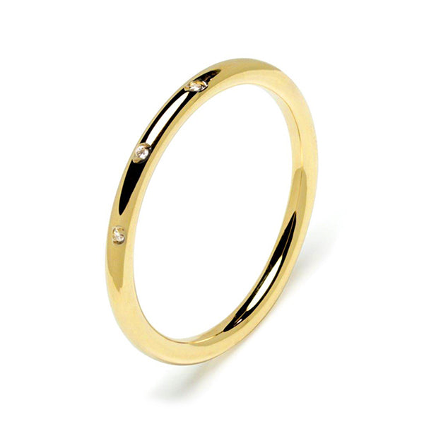 Alianza de Boda Redonda 2mm 3 Diamantes
