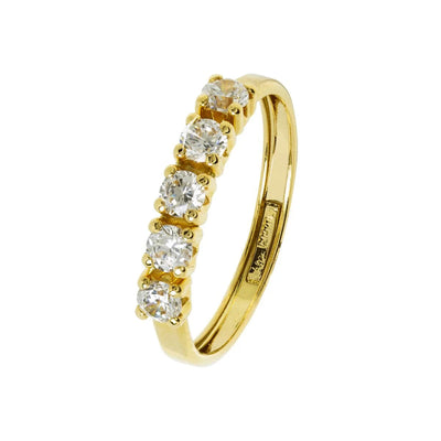 Anillo Cinquillo de Oro 18K con Circonitas