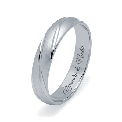 Alianza de Boda Mate Gallón Brillante de Plata 925
