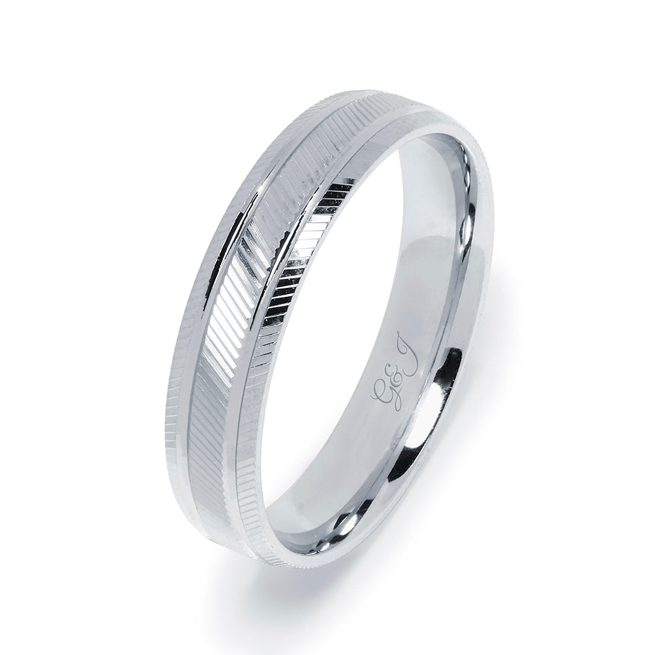 Alianza de Boda 2 Lineas Pulida-Satinada Plata