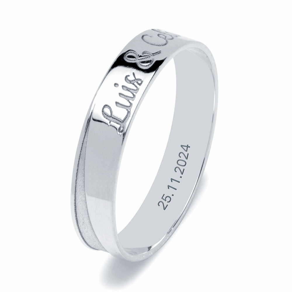 Alianza de Boda 4mm Nombre Letra Inglesa