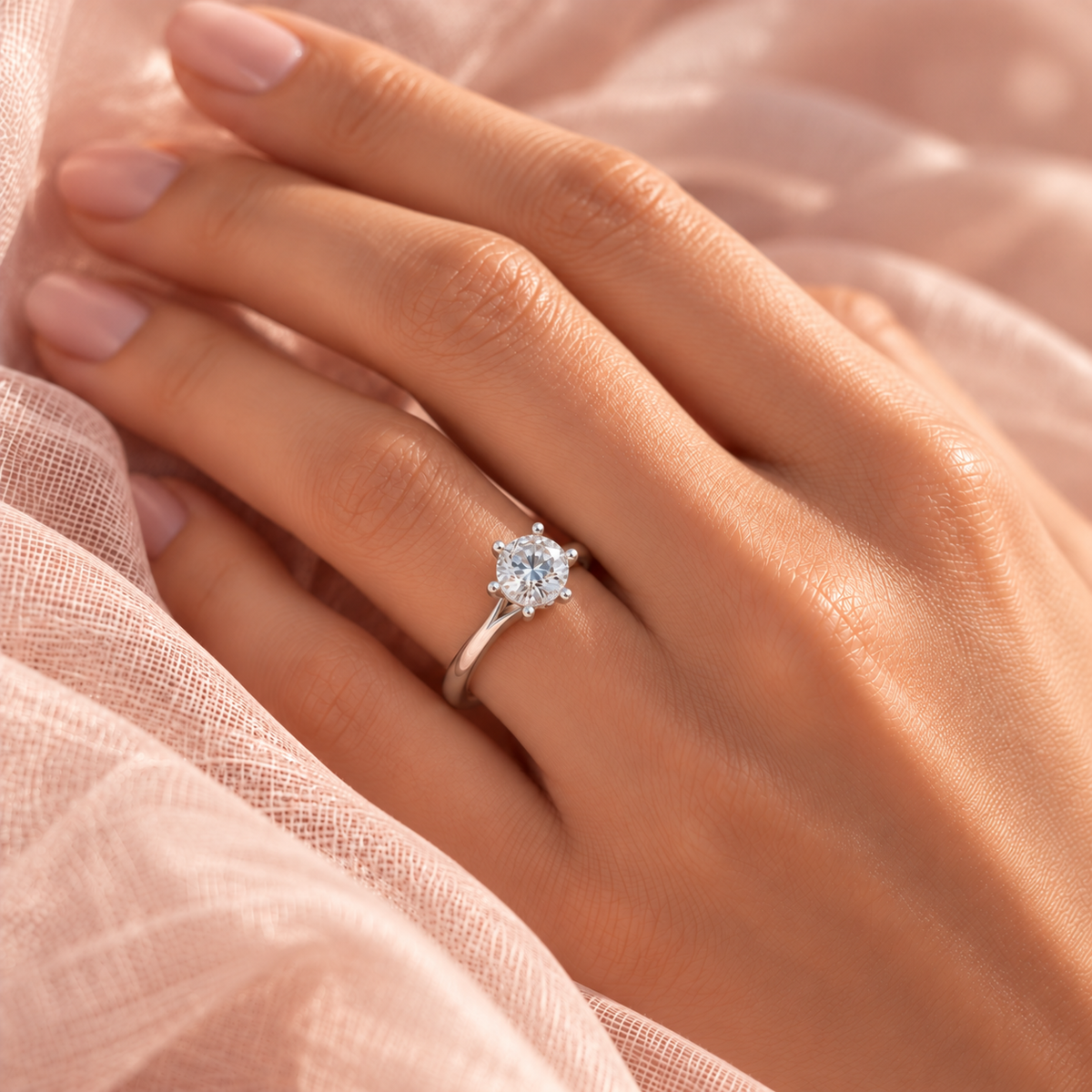 Anillo Solitario de Plata 925 con Moissanita