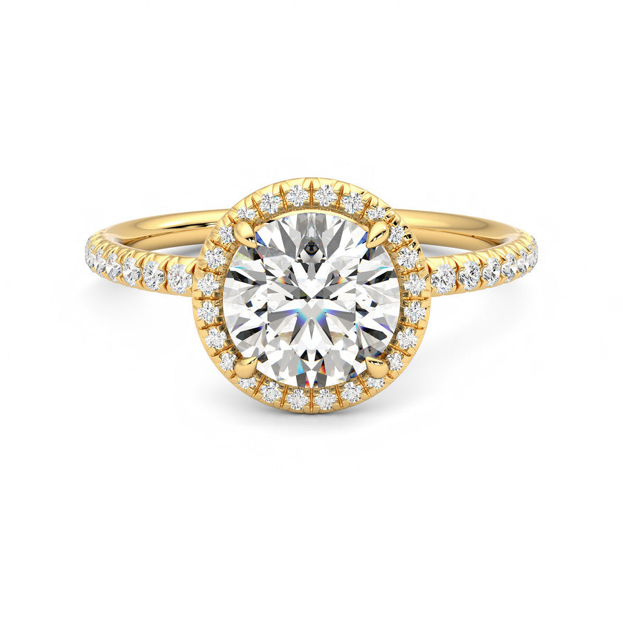 Anillo Princess Halo Pavé Diamante y Oro 18k