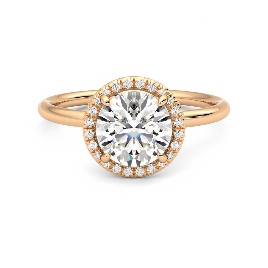 Anillo Scintille Halo Diamante y Oro Rosa 18k