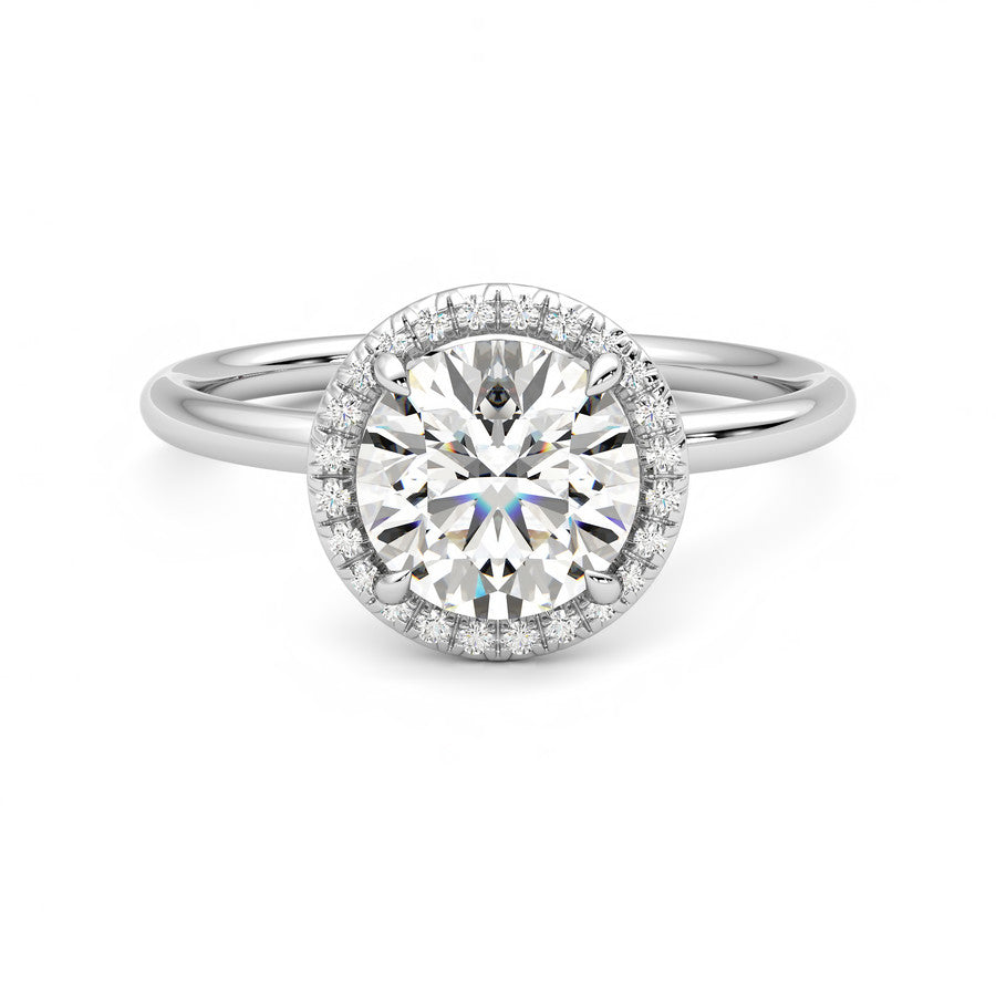 Anillo Scintille Halo Diamante y Oro Blanco 18k