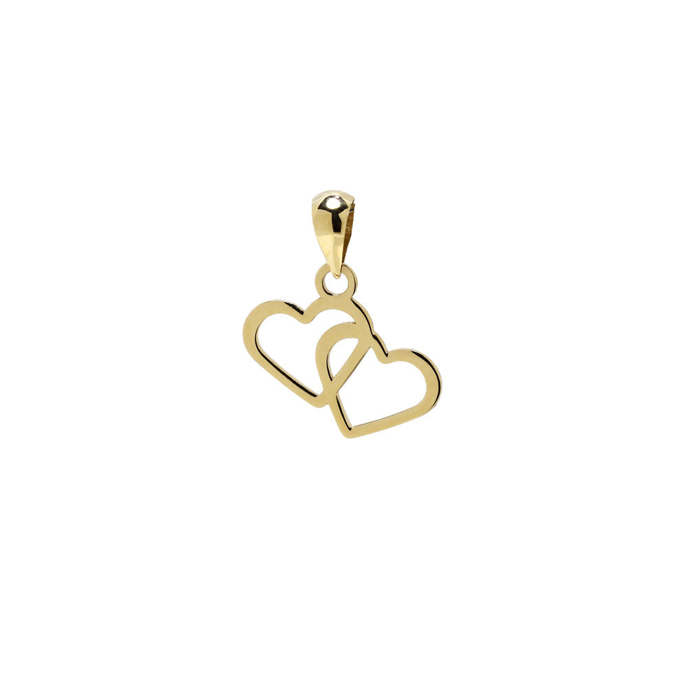 Colgante Doble Corazón de Oro 9K