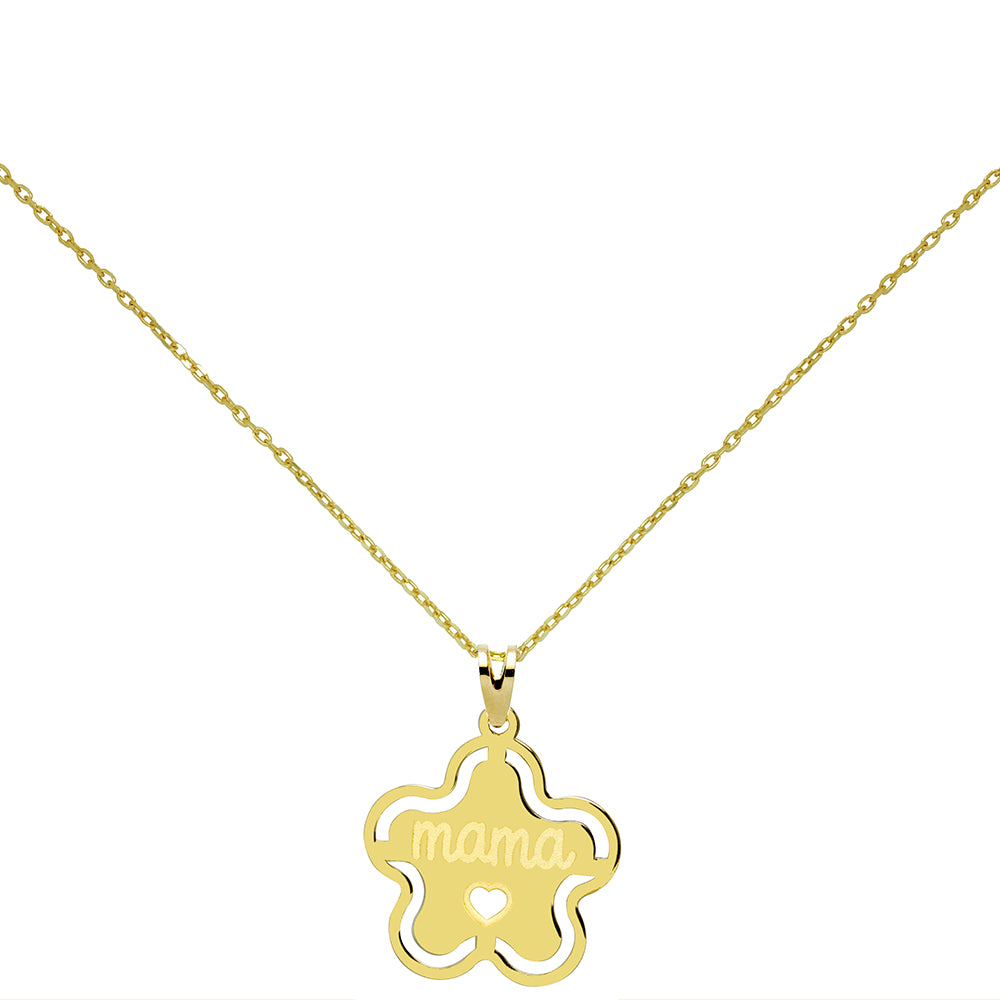 Collar estrella mamá con corazoncito oro