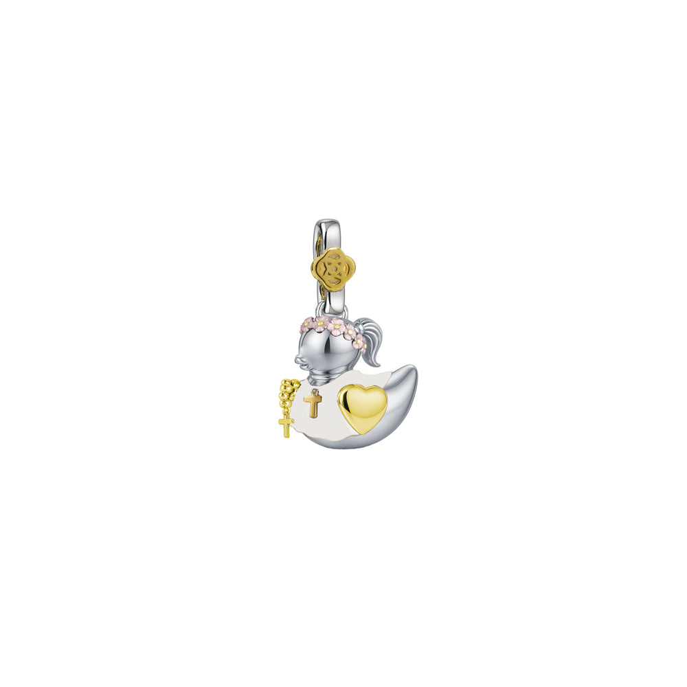 Colgante Patita Comunión de Plata 925 con Esmalte