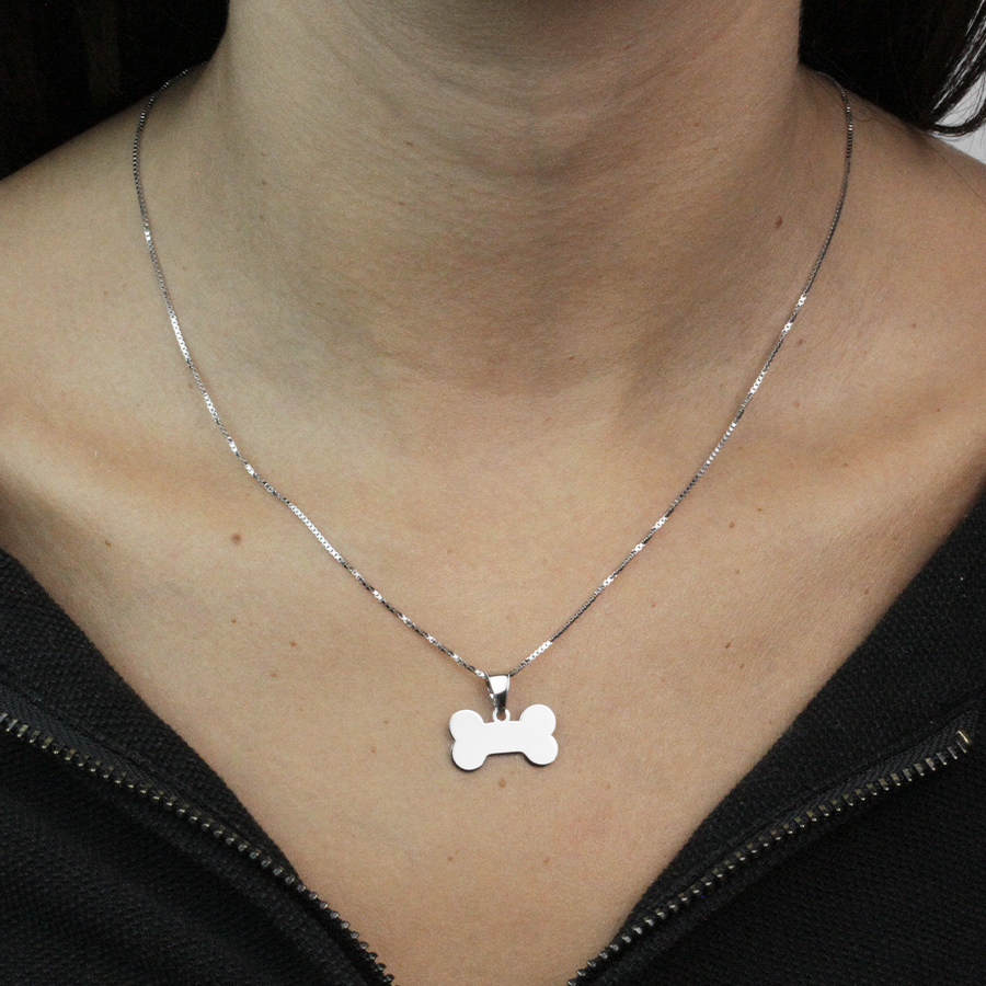 Colgante Hueso Perro Plata