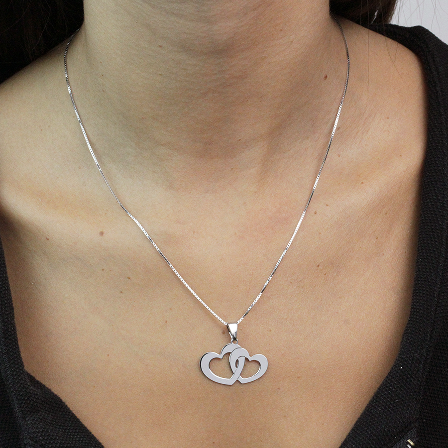 Collar Corazones Unidos Plata