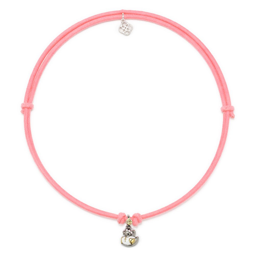Collar elástico con Colgante Patita Comunión de Plata 925 con Esmalte