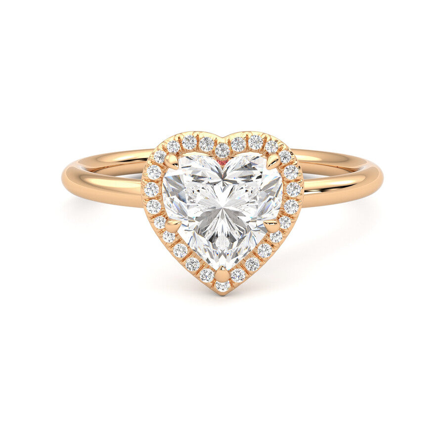 Anillo Coeur Halo Diamante y Oro Rosa 18k