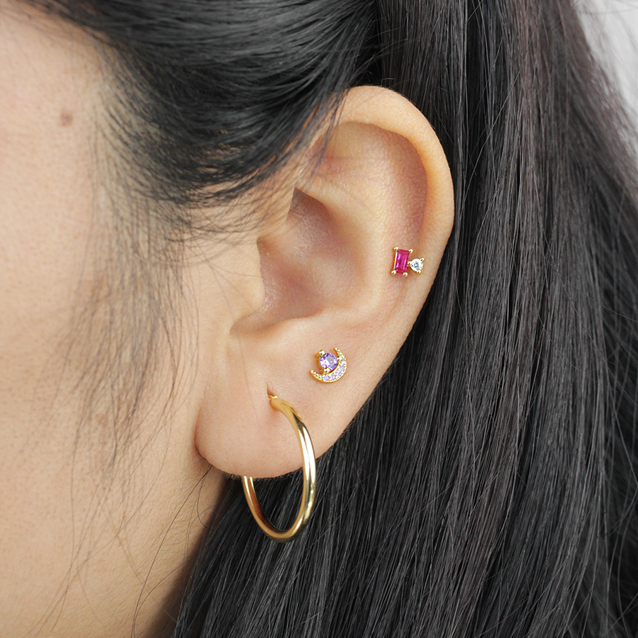Piercing Luna Circonita Lila Plata