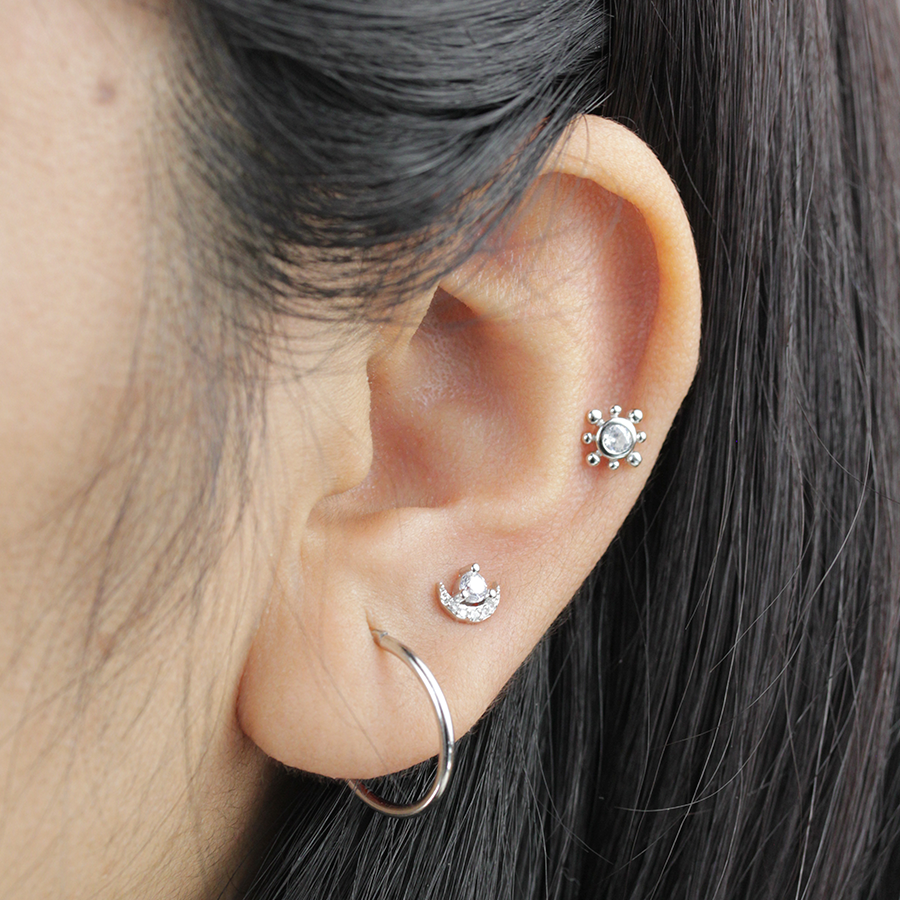 Piercing Sol con Circonita Plata