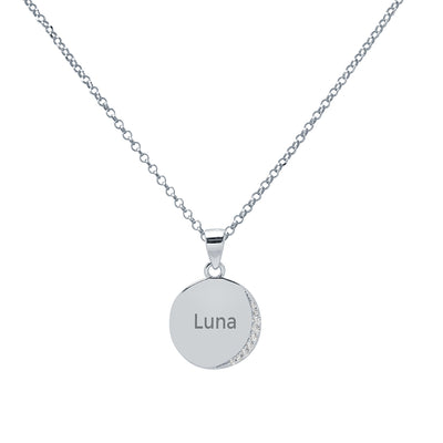 Collar Medalla Personalizable Redonda 13mm Circonitas Plata