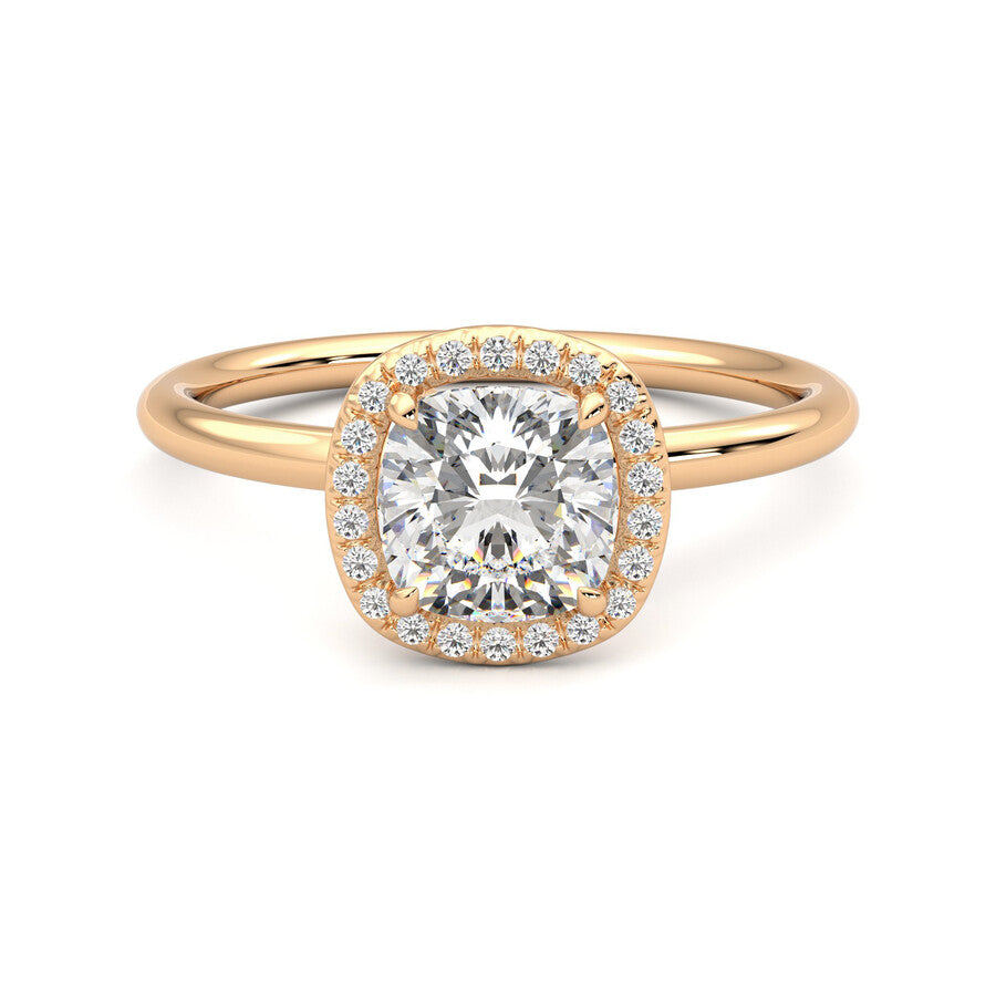 Anillo Eclat Halo Diamante y Oro Rosa 18k