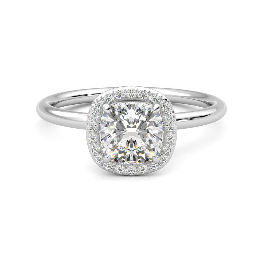 Anillo Eclat Halo Diamante y Oro Blanco 18k