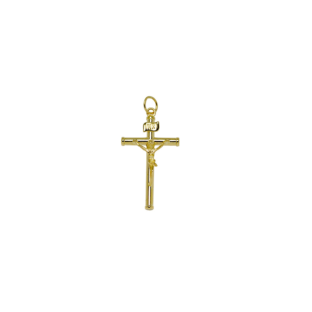 Cruz Tubo Cristo 15x25mm Oro