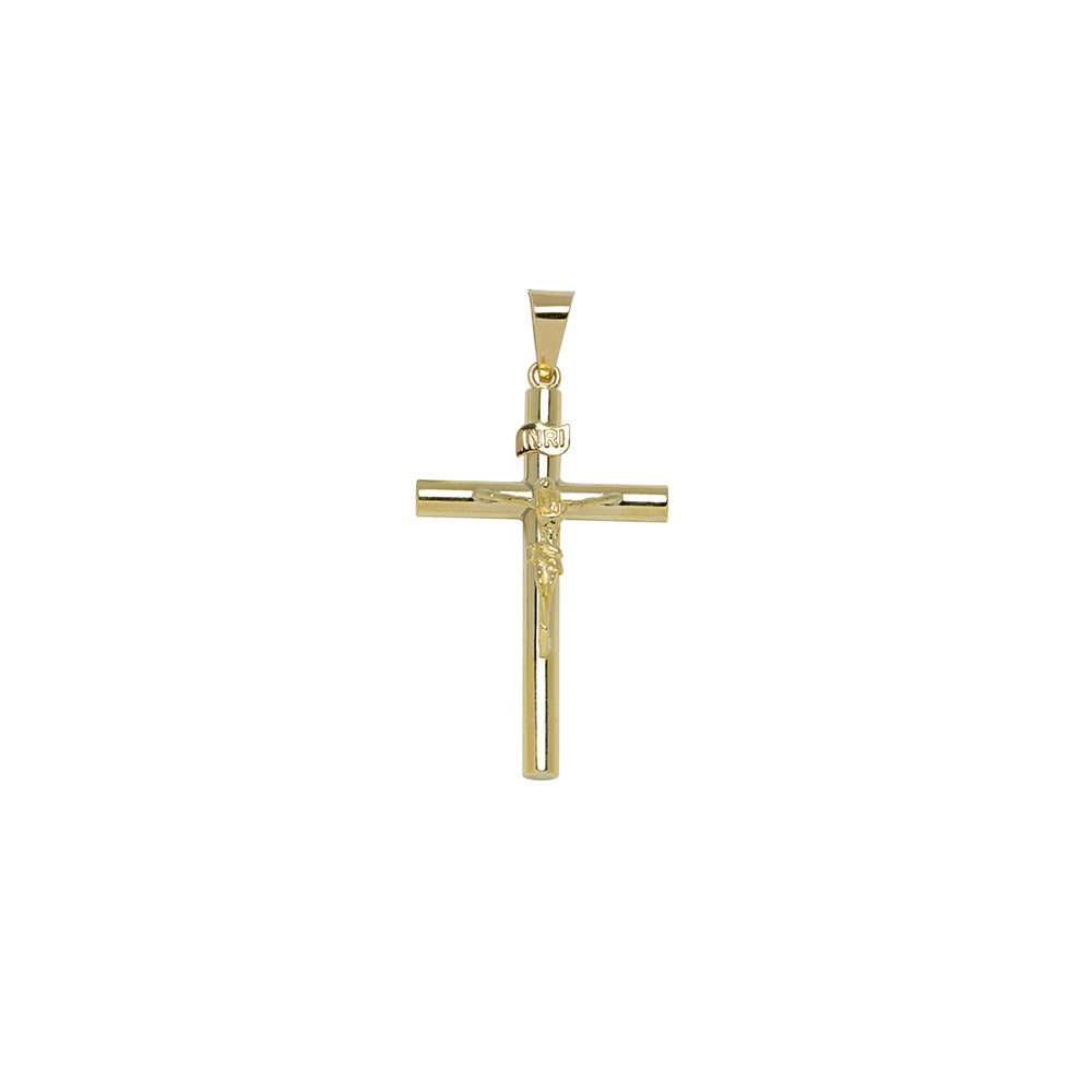 Cruz Tubo Cristo 18x30mm Oro