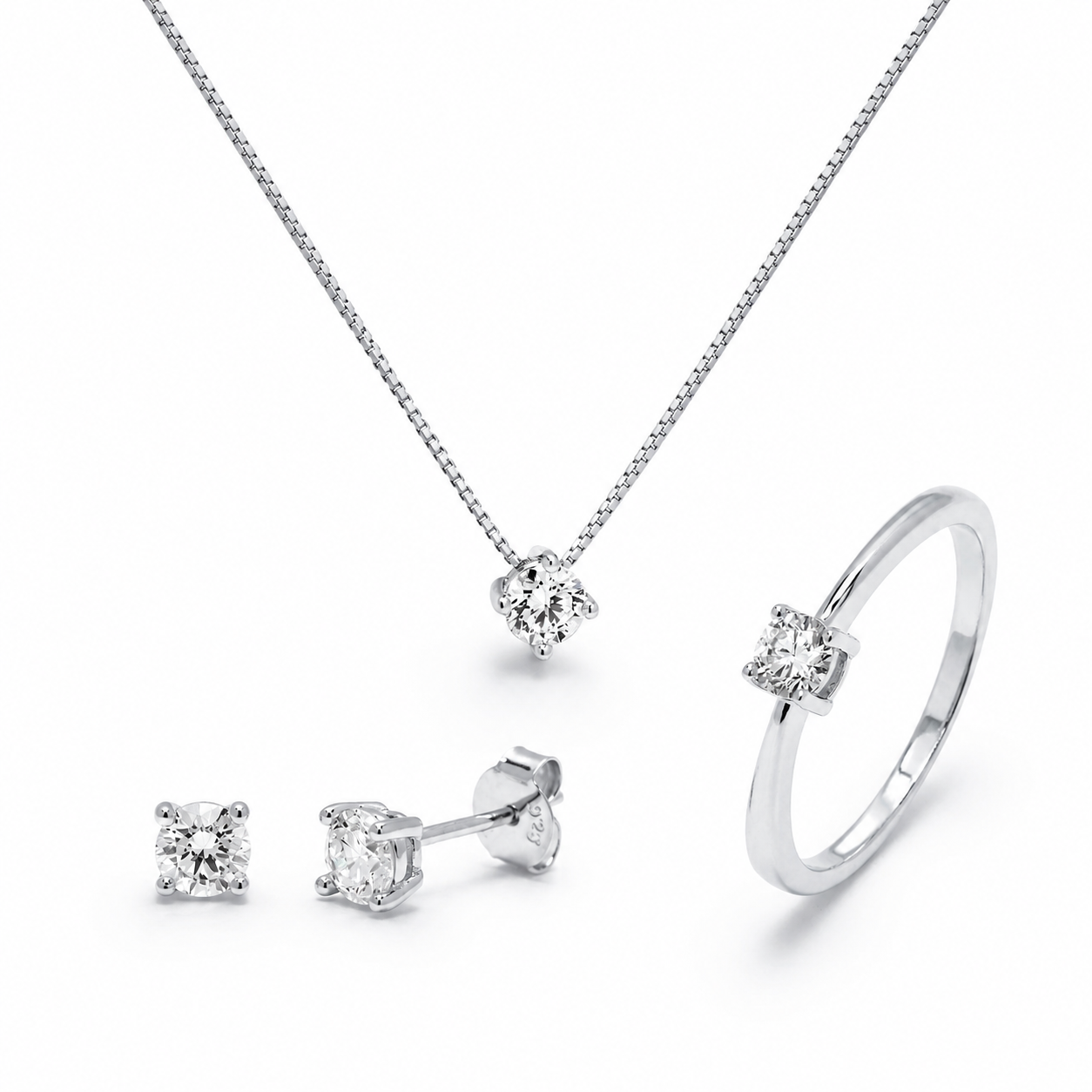 Pack Diamante de Laboratorio: Anillo + Collar + Pendientes